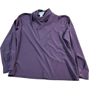 Pendleton Women's Purple Long Sleeve Bow Neck Blouse Size 12 Polyester